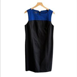 Pendleton Vintage Wool Sheath Dress Black Blue Color Block 100% Virgin Wool 12P